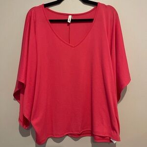 Glam Deep Pink V-Neck Blouse